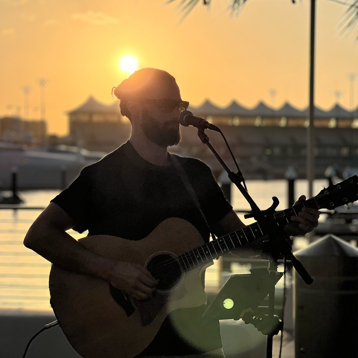Dan Moores performing on a yacht at Yas Marina